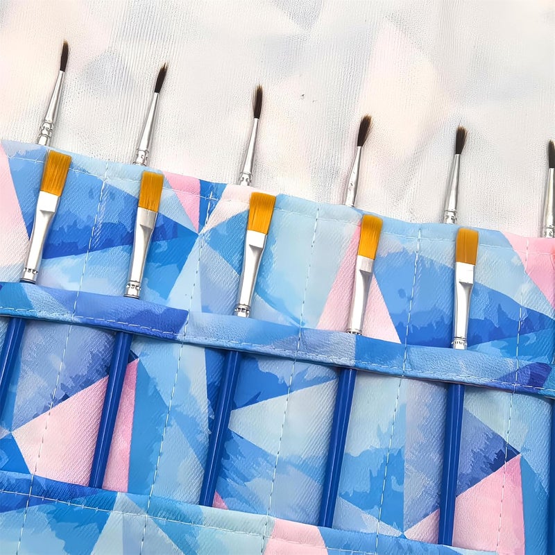 Funny live Paint Brush Holder Art Supplies, Artist Brush Holder & Storage Organizer Roll-Up Case Bag, Protect Acrylic Oil Watercolor Paintbrushes (Rhombic 20 Slot Pockets) - Image 5